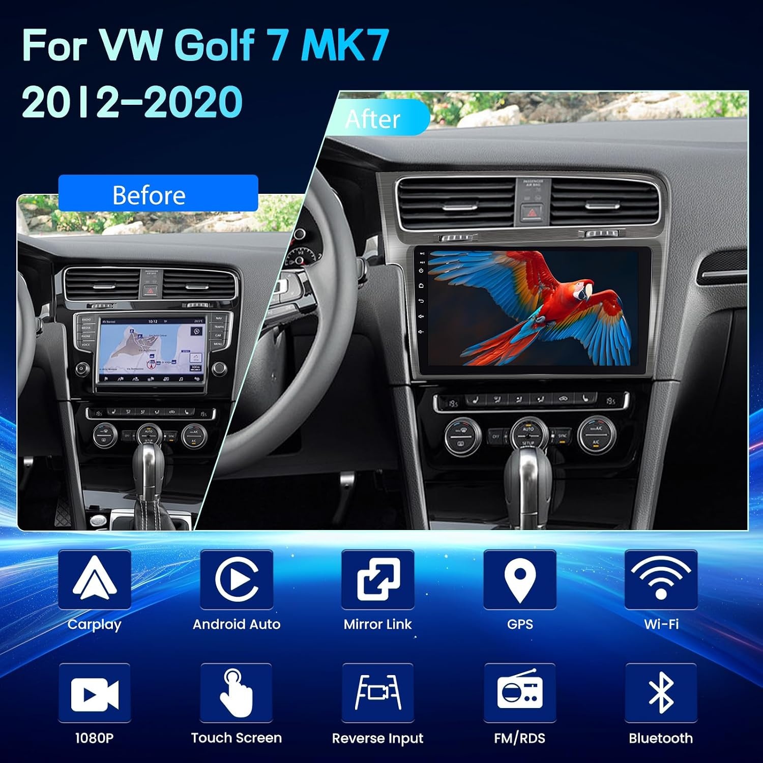 Android 13 Autoradio VW Golf 7 MK7 met 35% Korting