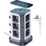 12-voudige Stekkerdoos met Draadloze Oplader & USB-A | 34% Korting