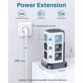 12-voudige Stekkerdoos met Draadloze Oplader & USB-A | 34% Korting