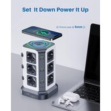 12-voudige Stekkerdoos met Draadloze Oplader & USB-A | 34% Korting