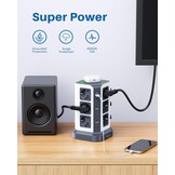 12-voudige Stekkerdoos met Draadloze Oplader & USB-A | 34% Korting