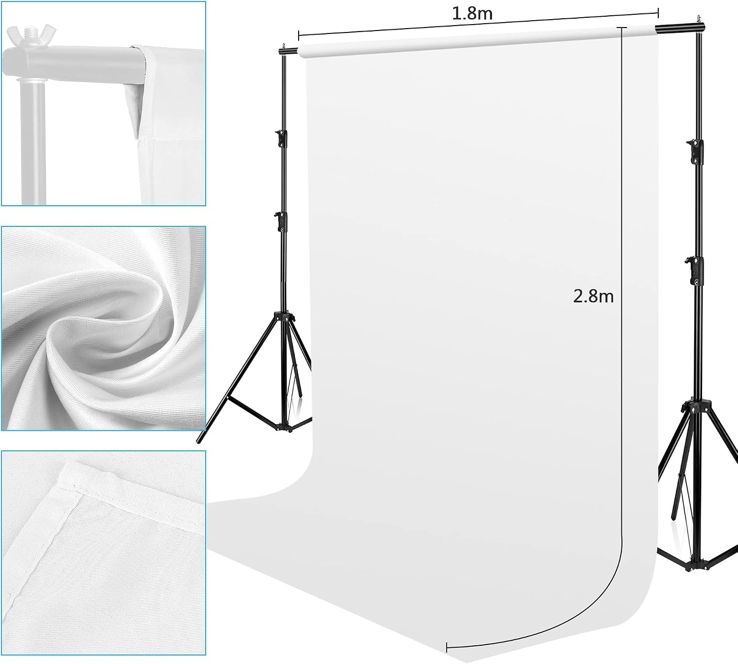 Kreukvrij Achtergronddoek Wit: Studio, Zoom, YouTube | 1.8x2.8m | 32% Korting