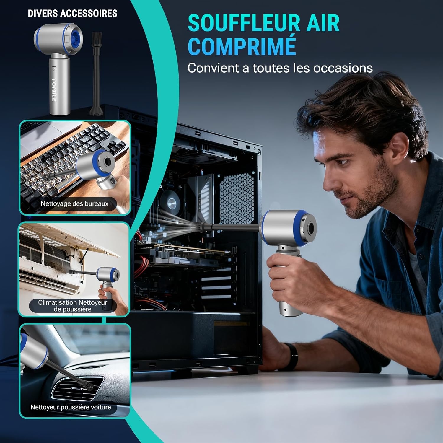 Draadloze Handstofzuiger 25000Pa - 4-in-1 met 3 Snelheden