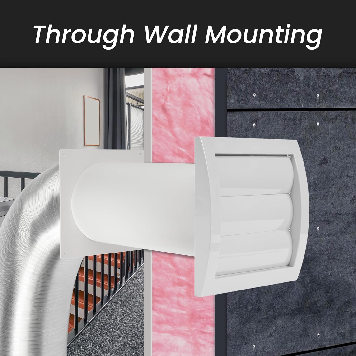 Ventilatiekit Muurdoorvoer 100mm voor Droger - Wit - 59% Korting!