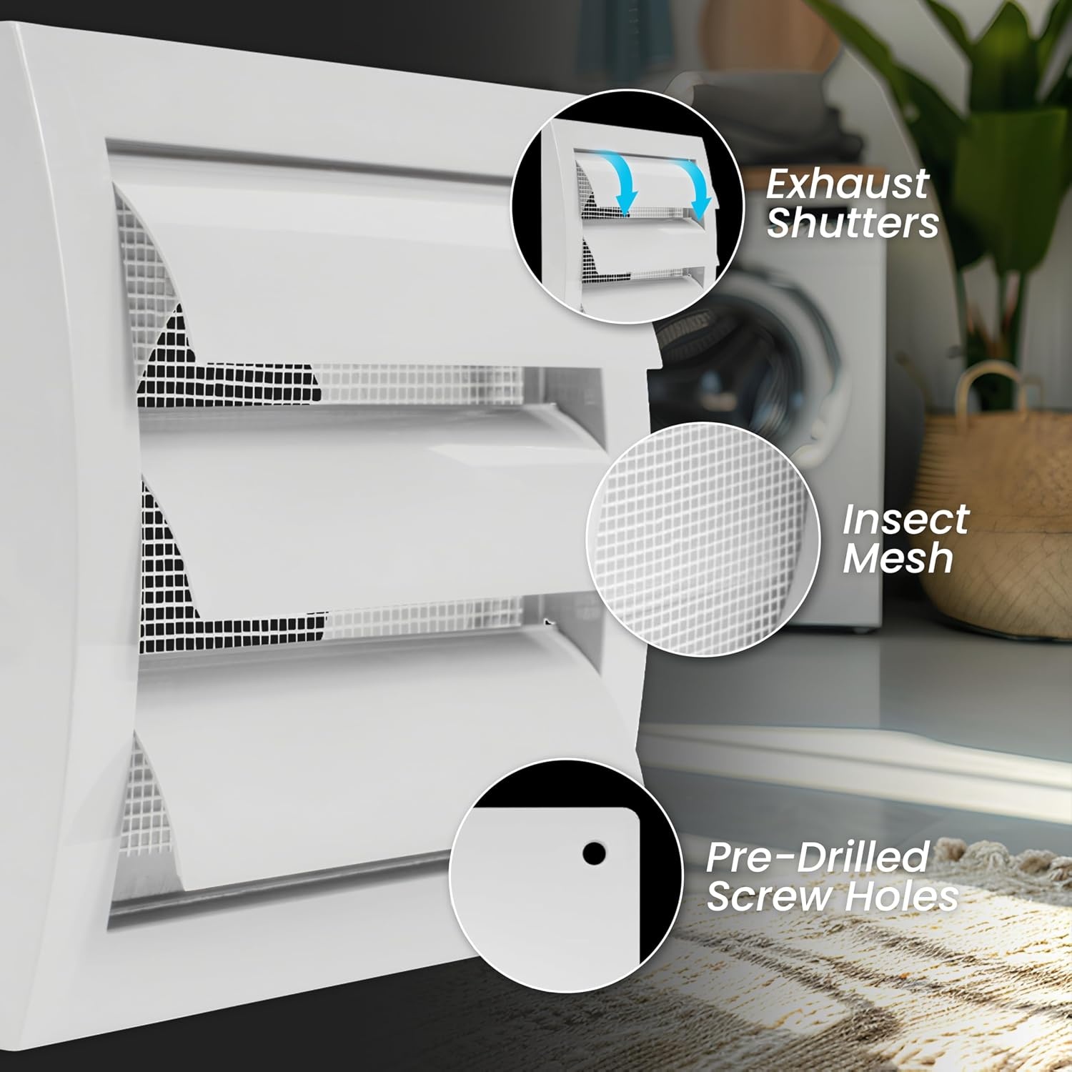 Ventilatiekit Muurdoorvoer 100mm voor Droger - Wit - 59% Korting!