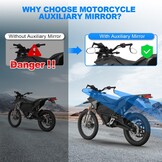 SUPAREE Motorcycle Mirrors Universal Motorcycle Bar End Mirrors Motorcycle Rearview Mirrors Extension Motorbike Side Wing Mirror Clear Glass for Towing Safe with E-MARK 2 Pack