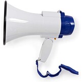 Nedis - Megafoon - Maximaal bereik: 250 m - Volumeregelaar: Tot 115 dB - Ingebouwde microfoon & sirene - Compact - Licht - Opnamefunctie - Verstelbaar volume - Blauw/Wit