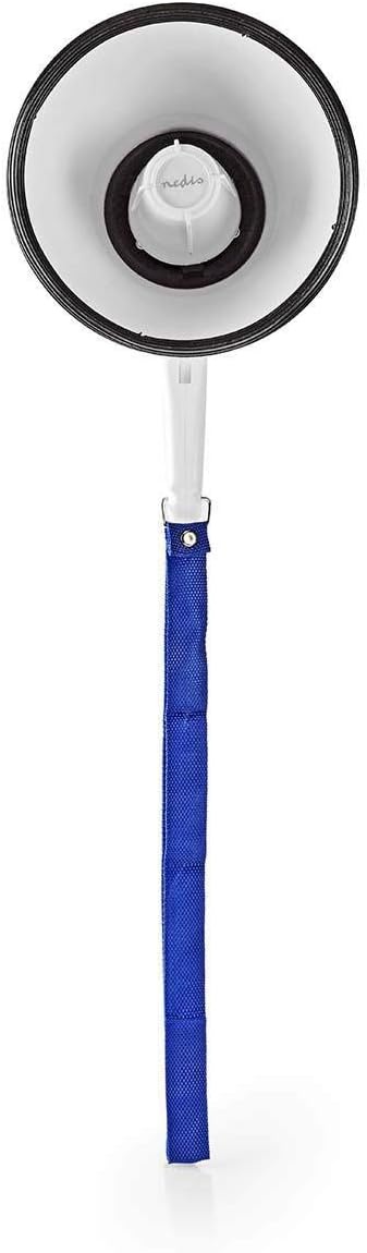 Nedis - Megafoon - Maximaal bereik: 250 m - Volumeregelaar: Tot 115 dB - Ingebouwde microfoon & sirene - Compact - Licht - Opnamefunctie - Verstelbaar volume - Blauw/Wit