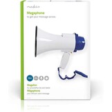 Nedis - Megafoon - Maximaal bereik: 250 m - Volumeregelaar: Tot 115 dB - Ingebouwde microfoon & sirene - Compact - Licht - Opnamefunctie - Verstelbaar volume - Blauw/Wit
