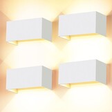 4 stuks led-wandlampen voor binnen en buiten, 24 W, wit, op en neer instelbare lichtstraal, buitenlampen, led, warmwit, 3000 K, IP65 waterdicht
