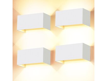 4 stuks led-wandlampen voor binnen en buiten, 24 W, wit, op en neer instelbare lichtstraal, buitenlampen, led, warmwit, 3000 K, IP65 waterdicht