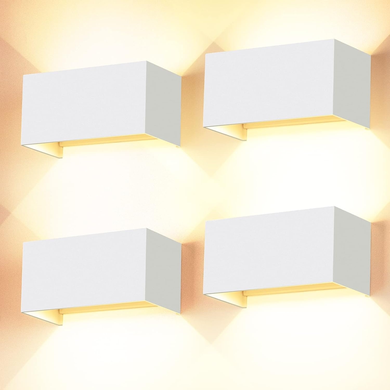 4 stuks led-wandlampen voor binnen en buiten, 24 W, wit, op en neer instelbare lichtstraal, buitenlampen, led, warmwit, 3000 K, IP65 waterdicht