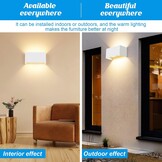 4 stuks led-wandlampen voor binnen en buiten, 24 W, wit, op en neer instelbare lichtstraal, buitenlampen, led, warmwit, 3000 K, IP65 waterdicht