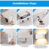 4 stuks led-wandlampen voor binnen en buiten, 24 W, wit, op en neer instelbare lichtstraal, buitenlampen, led, warmwit, 3000 K, IP65 waterdicht