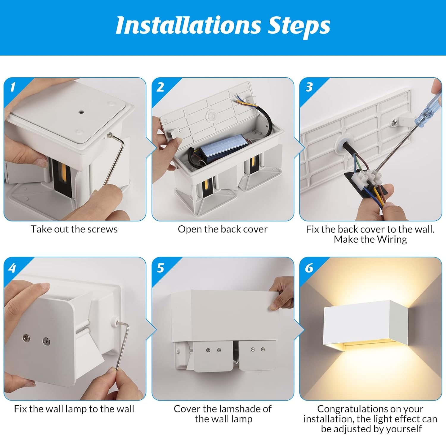 4 stuks led-wandlampen voor binnen en buiten, 24 W, wit, op en neer instelbare lichtstraal, buitenlampen, led, warmwit, 3000 K, IP65 waterdicht
