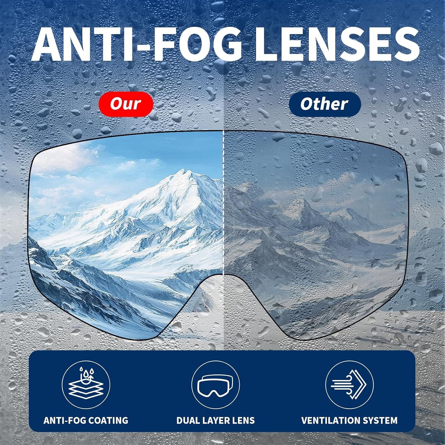 Uniseks Skibril/Snowboardbril met UV-bescherming & Anti-condens Lens - 69% Korting!