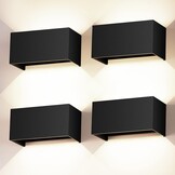 4x LED Buitenwandlamp 24W IP65 Zwart - 61% Korting!