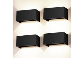 4x Buitenwandlamp LED Zwart 24W - Natuurlijk Wit (4000K)
