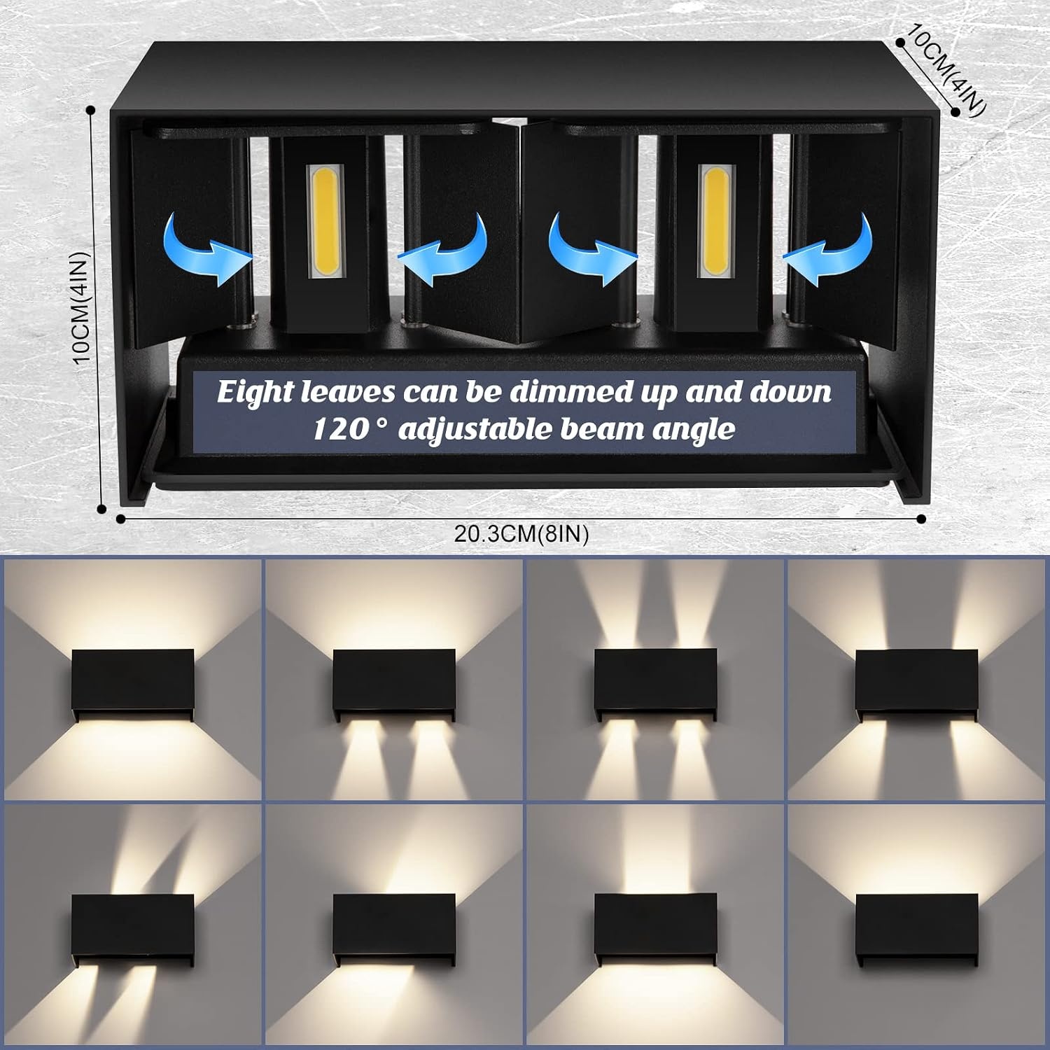 4x LED Buitenwandlamp 24W IP65 Zwart - 61% Korting!