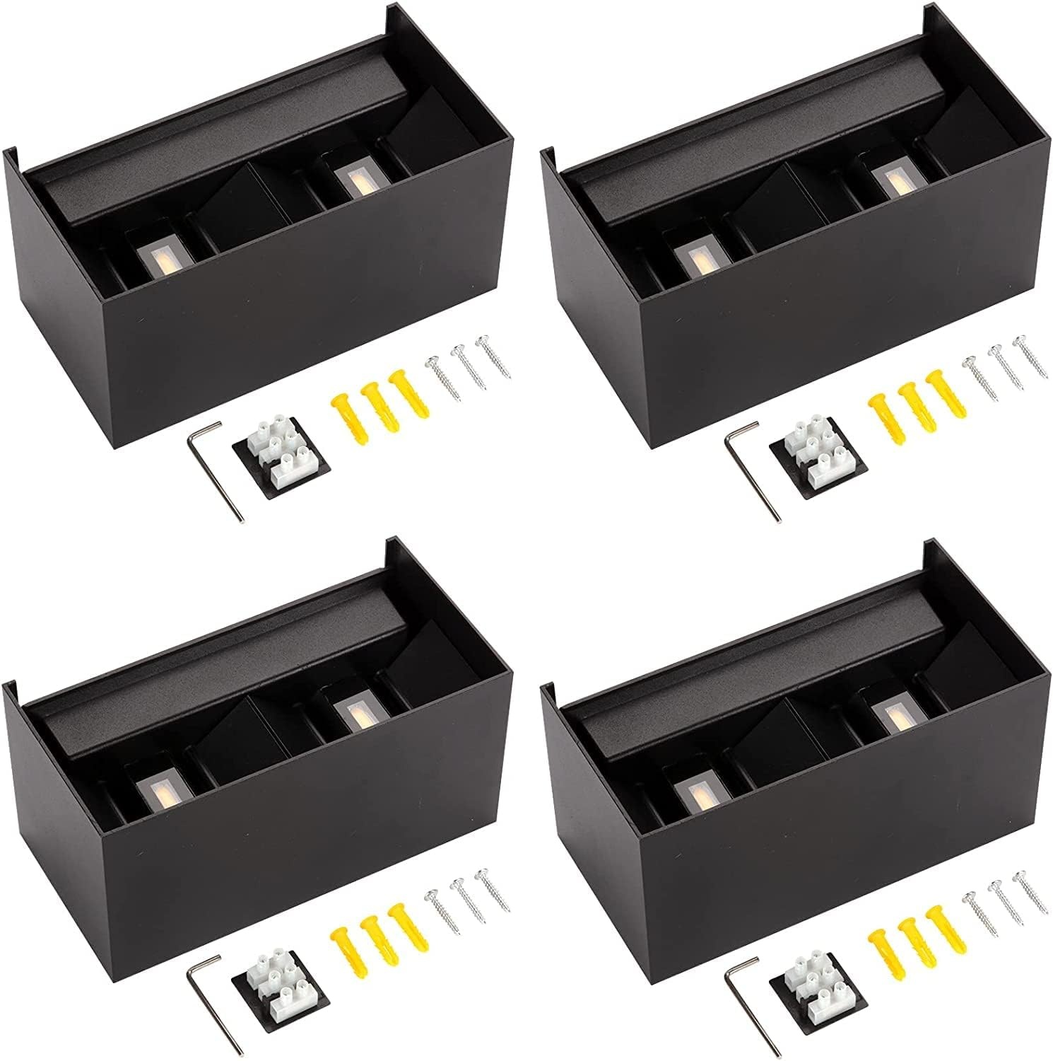 4x LED Buitenwandlamp 24W IP65 Zwart - 61% Korting!