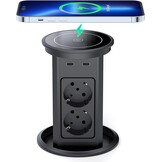 Dinolink Automatische Inbouwcontactdoos 100mm met Draadloze Oplader en USB - Zwart