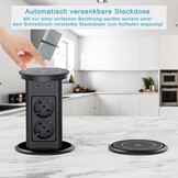 Dinolink Automatische Inbouwcontactdoos 100mm met Draadloze Oplader en USB - Zwart