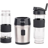 H.Koenig SMOO9 Portable Compact Mini Smoothie Blender 570ml BPA Free Powerful 300W, Smoothie Blender 2 Portable Bottles, 4 Stainless Steel Blenders, 2 Bottles with Travel Lids Included