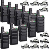 Retevis RT619 Walkie Talkie met Headset PMR446 Licentievrij 16 Kanalen VOX Squelch 1300 mAh Oplaadbare CTCSS/DCS VOX 2 Way Radio Micro USB-Oplaadkabel (5 Paar, Zwart)