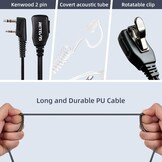 Retevis RT619 Walkie Talkie met Headset PMR446 Licentievrij 16 Kanalen VOX Squelch 1300 mAh Oplaadbare CTCSS/DCS VOX 2 Way Radio Micro USB-Oplaadkabel (5 Paar, Zwart)