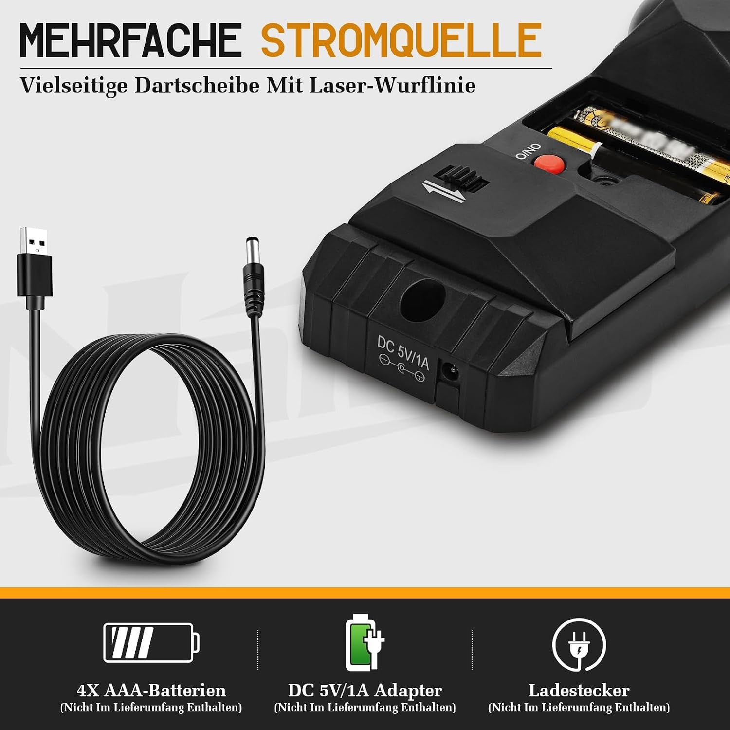Dartbordverlichting, dartbordverlichting, 2-in-1 instelbare laser-werplijn en ledlampen voor borstelharen of elektronische dartborden, USB naar DC 5 V stroomkabel