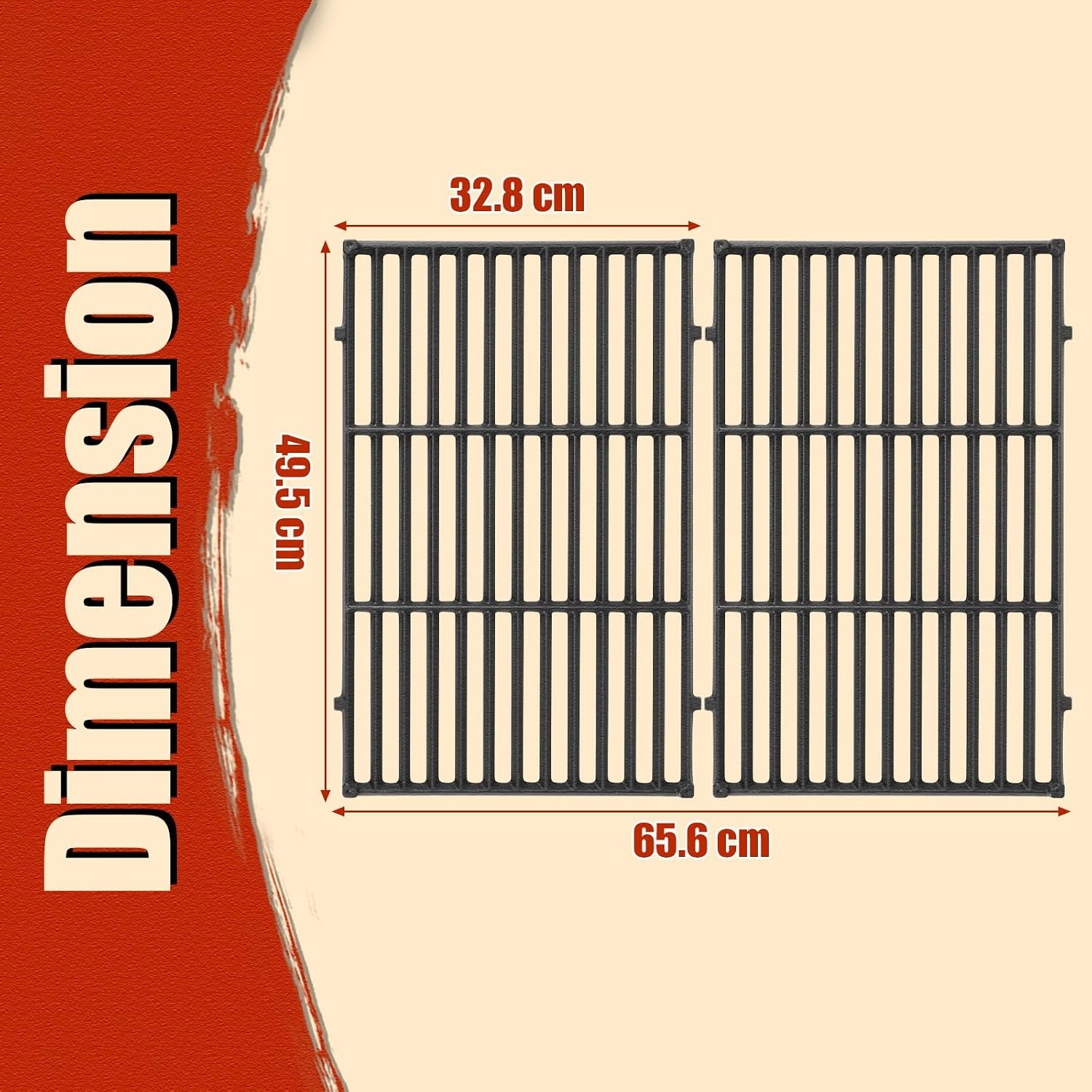Denmay 7524 19.5 inch gietijzeren kookrooster roosters voor Weber Genesis E-310/E-320/E-330, Genesis S-310/S-330, gasgrill, vervangingen voor Weber 7524/7528