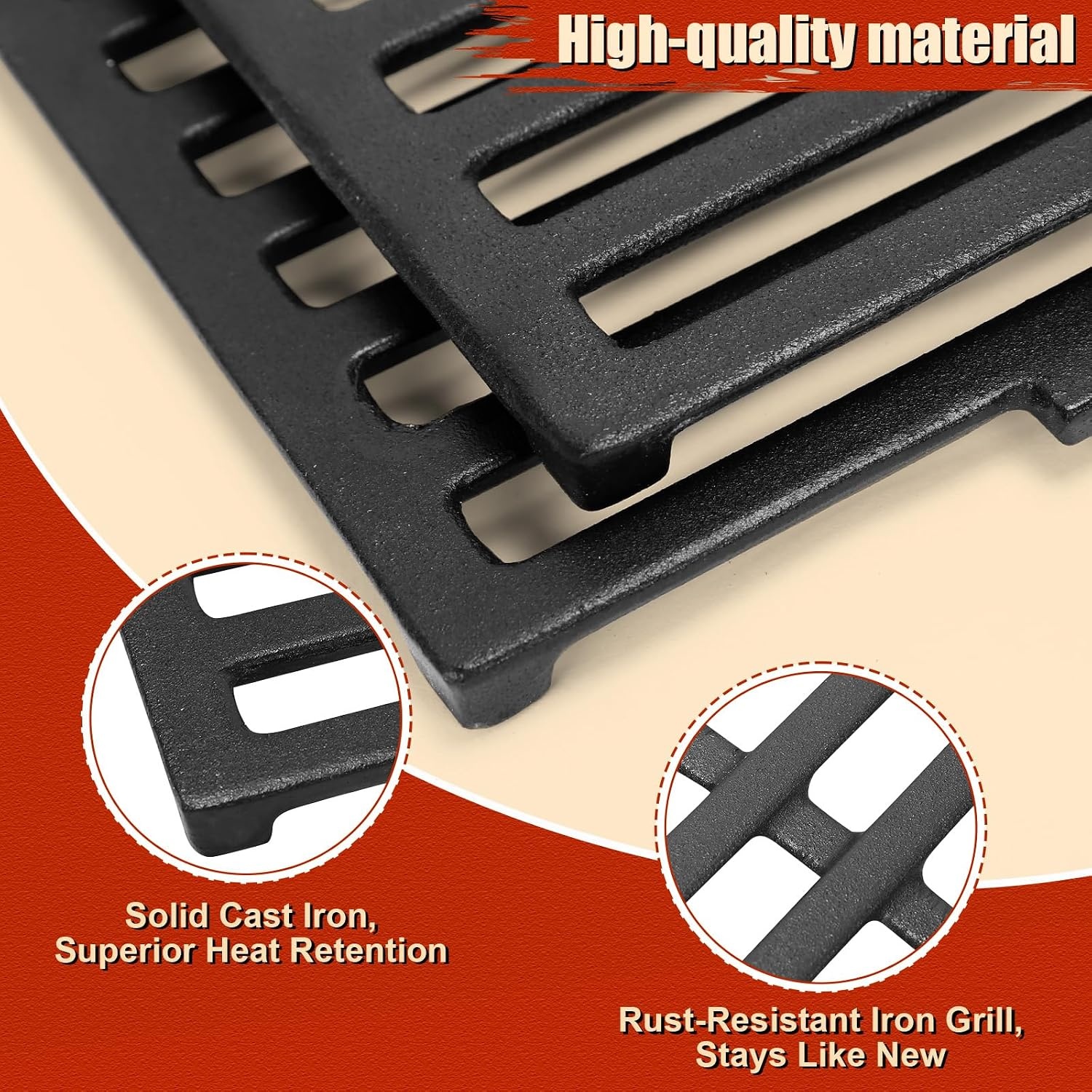 Denmay 7524 19.5 inch gietijzeren kookrooster roosters voor Weber Genesis E-310/E-320/E-330, Genesis S-310/S-330, gasgrill, vervangingen voor Weber 7524/7528