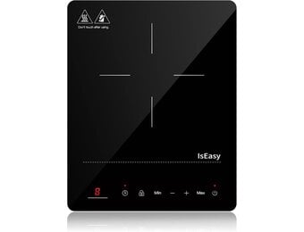IsEasy Draagbare inductiekookplaat, inductiekookplaat 2100 W, inductietafel, 1 kookplaat, met timer, kinderslot (plaat voor 1 fornuis -B)