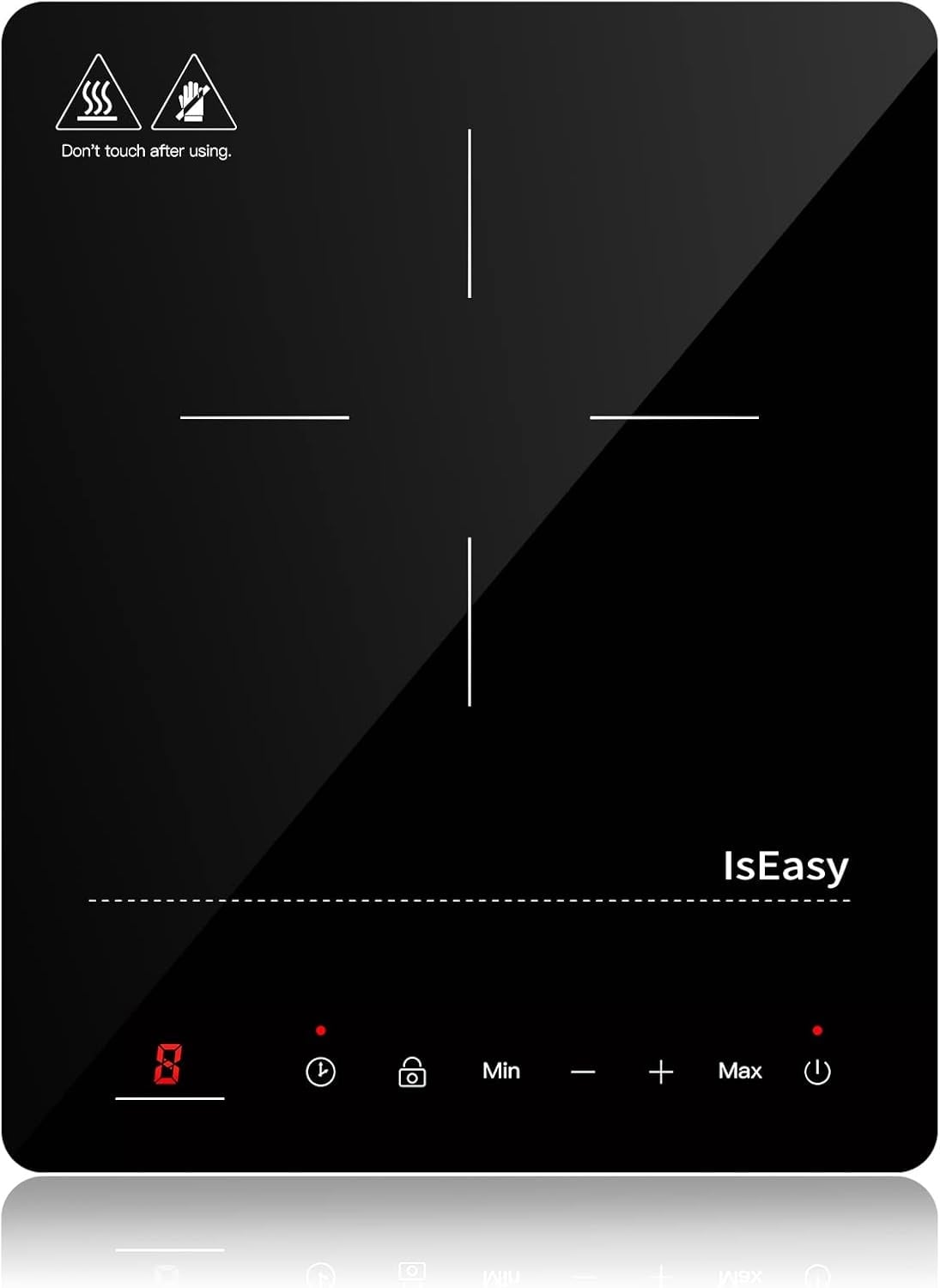 IsEasy Draagbare inductiekookplaat, inductiekookplaat 2100 W, inductietafel, 1 kookplaat, met timer, kinderslot (plaat voor 1 fornuis -B)