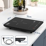 IsEasy Draagbare inductiekookplaat, inductiekookplaat 2100 W, inductietafel, 1 kookplaat, met timer, kinderslot (plaat voor 1 fornuis -B)