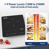 IsEasy Draagbare inductiekookplaat, inductiekookplaat 2100 W, inductietafel, 1 kookplaat, met timer, kinderslot (plaat voor 1 fornuis -B)