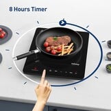 IsEasy Draagbare inductiekookplaat, inductiekookplaat 2100 W, inductietafel, 1 kookplaat, met timer, kinderslot (plaat voor 1 fornuis -B)