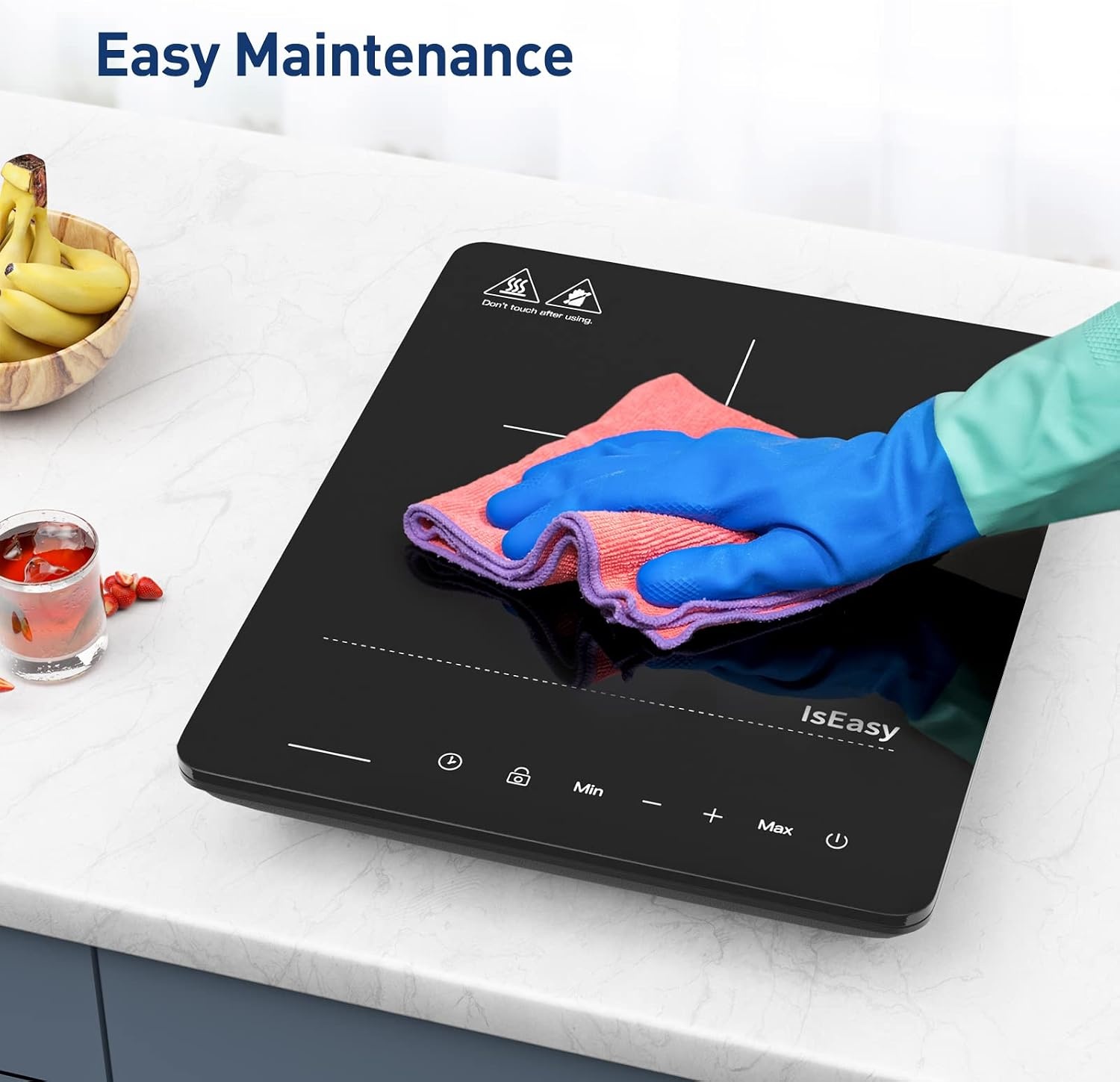 IsEasy Draagbare inductiekookplaat, inductiekookplaat 2100 W, inductietafel, 1 kookplaat, met timer, kinderslot (plaat voor 1 fornuis -B)