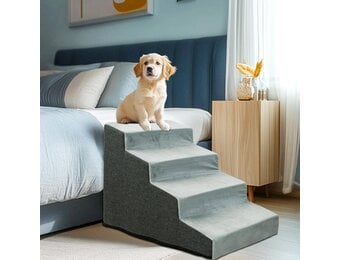 BingoPaw Hondertrap, 4 treden, 50 cm hoog, bed en bank, sponsmatige oppervlakte, wasbaar, antislip