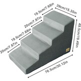 BingoPaw Hondertrap, 4 treden, 50 cm hoog, bed en bank, sponsmatige oppervlakte, wasbaar, antislip