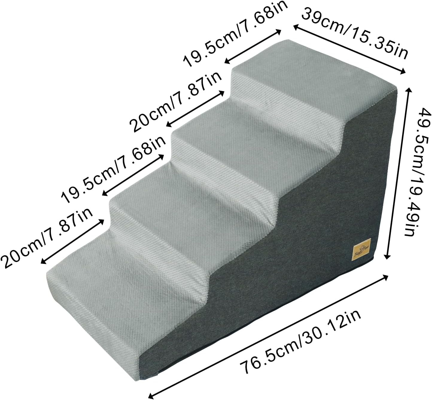 BingoPaw Hondertrap, 4 treden, 50 cm hoog, bed en bank, sponsmatige oppervlakte, wasbaar, antislip