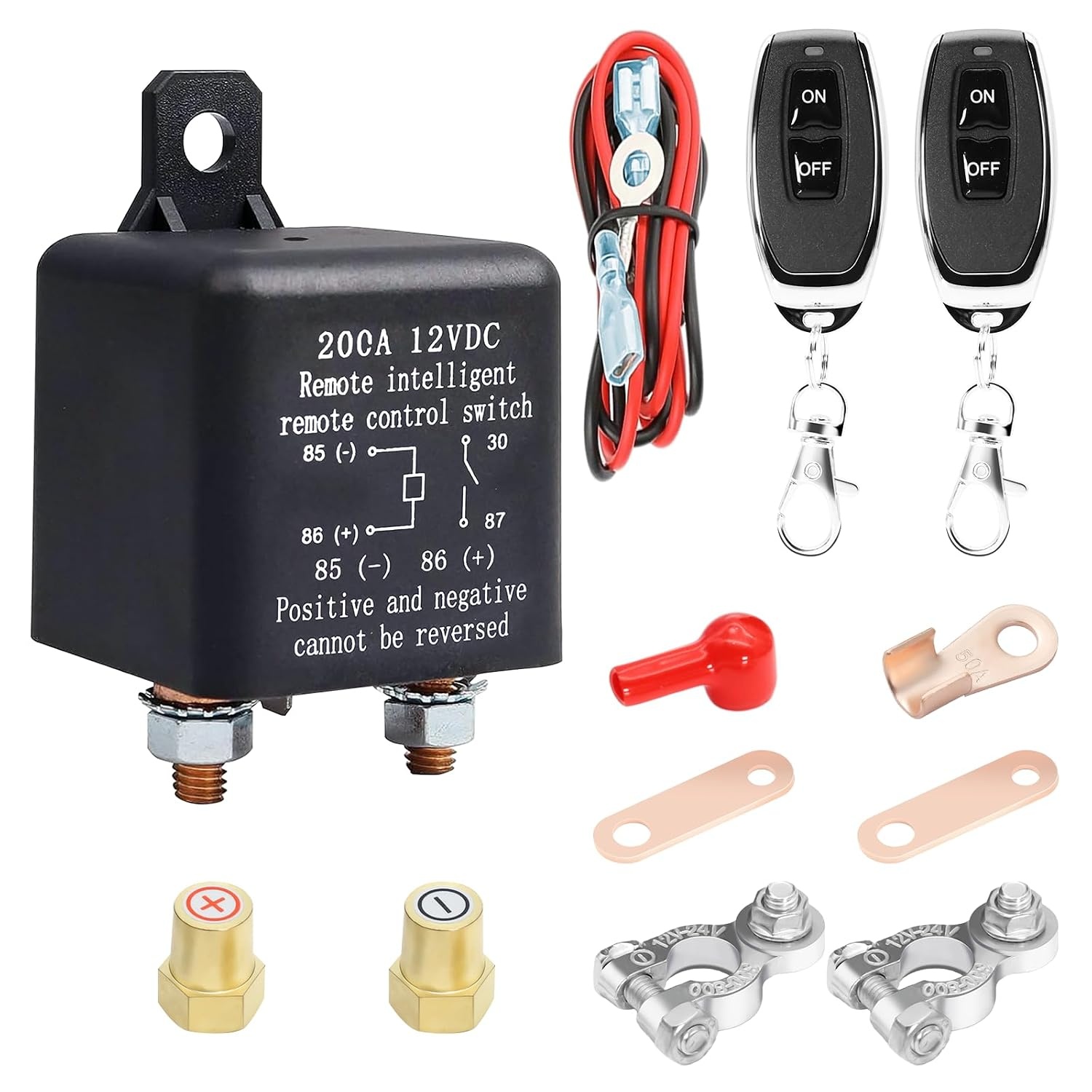 RUIZHI Battery Isolator Switch, DC12V 200A Isolator Switch, Car Battery Isolator Switch with 2 Remote Controls, Remote Control Car Power Switch for Car, RV, Boat, Yacht