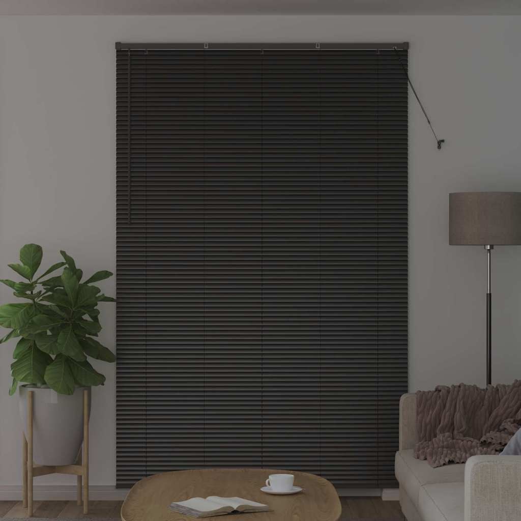 vidaXL Raamblind met gordijnen Zwart Aluminium