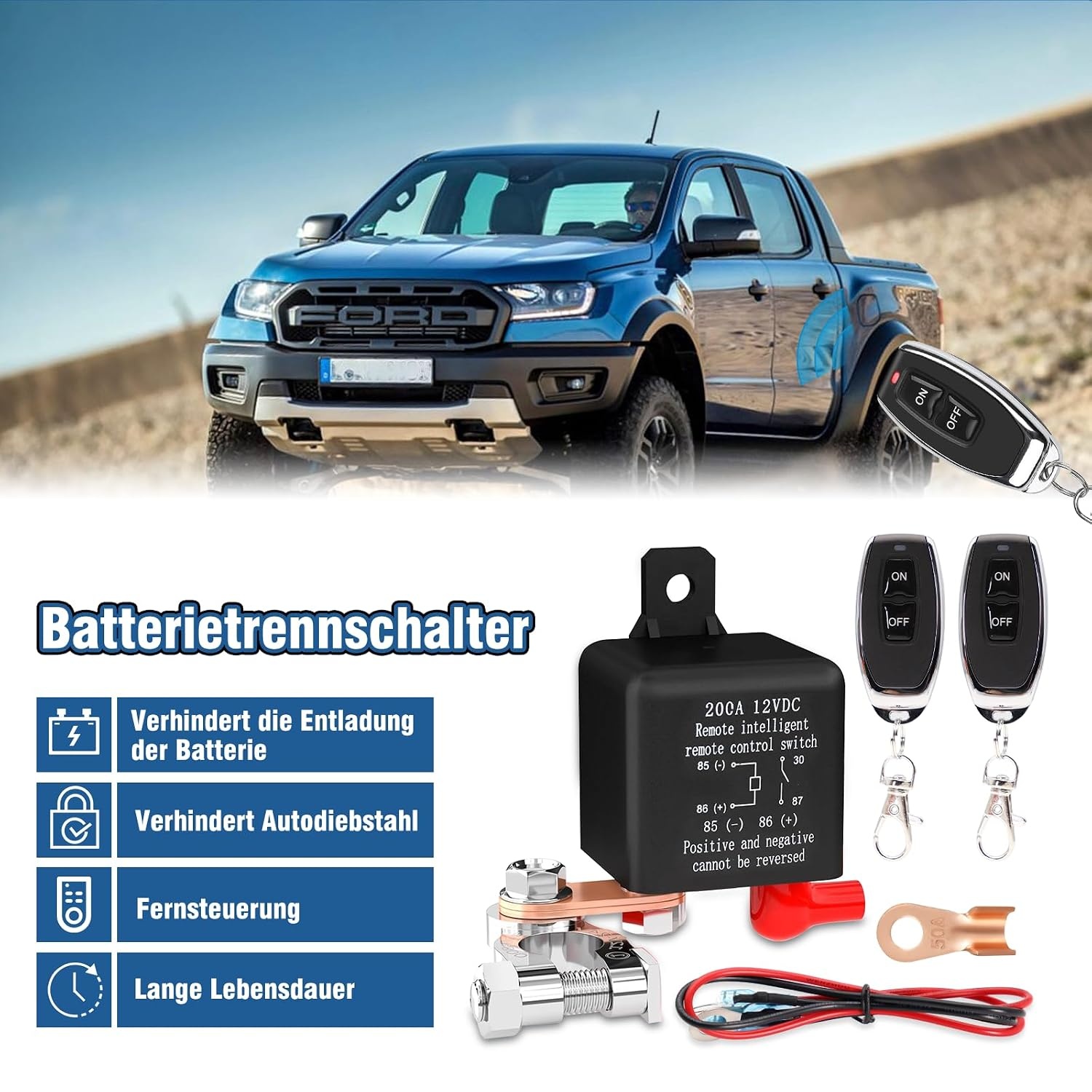 RUIZHI Battery Isolator Switch, DC12V 200A Isolator Switch, Car Battery Isolator Switch with 2 Remote Controls, Remote Control Car Power Switch for Car, RV, Boat, Yacht