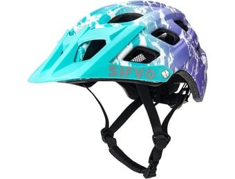 SIFVO Kinder Fietshelm - Blaue Welle - 54-57 cm - Verstelbaar met Visier