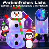 Danxilu 180 cm Snowman Inflatable with Penguins, Rotating Colourful LED Lights, Inflatable Christmas Decoration, Frosti, Cute Snowman, Inflatable Snowman for Outdoor, Courtyard, Garden,