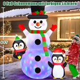 Danxilu 180 cm Snowman Inflatable with Penguins, Rotating Colourful LED Lights, Inflatable Christmas Decoration, Frosti, Cute Snowman, Inflatable Snowman for Outdoor, Courtyard, Garden,