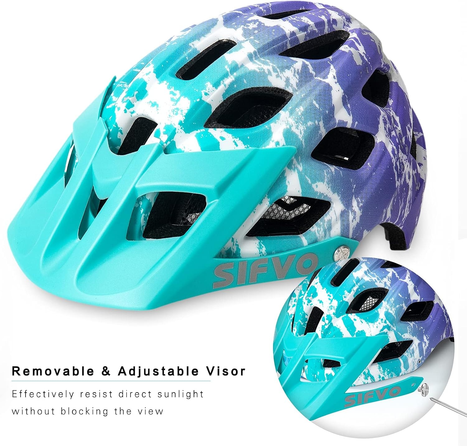 Kinder Fietshelm Blauwe Golf 54-57 cm met Vizier - 73% Korting