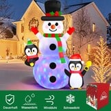 Danxilu 180 cm Snowman Inflatable with Penguins, Rotating Colourful LED Lights, Inflatable Christmas Decoration, Frosti, Cute Snowman, Inflatable Snowman for Outdoor, Courtyard, Garden,