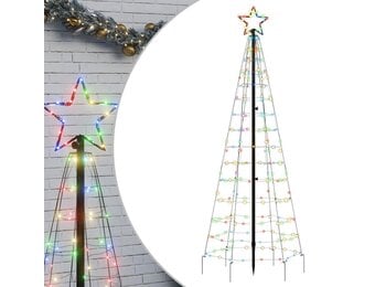 vidaXL LED-kerstboom met spikes 220 LEDs kleurrijk 180 cm